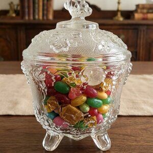 Vintage Indiana Glass "Harvest Grape" Lidded Candy Dish